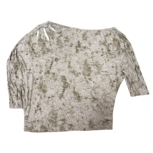 Vocal Off Shoulder Cutout Tee Rhinestone Acid Wash Gray Grunge Biker Size XL - Picture 3 of 5